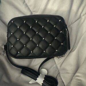 Rebecca Minkoff Black Quilted Crossbody Bag with Silver Studs